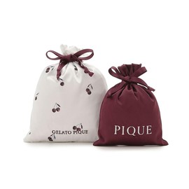 Gelato Pique Cherry Pattern Drawstring Set, Gelato Pique, Burgundy, Free size