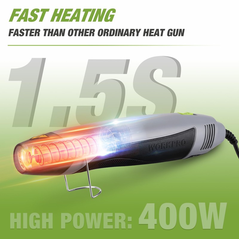 WORKPRO Mini Heat Gun, 400W Hot Air Gun with Dual