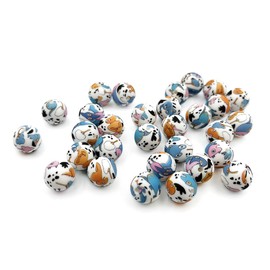 30Pcs Silicone Printed Beads Alien Print Beads 15mm Unique Alien Beads Round Silicone Spacer Beads for Keychain Making Bracelet Necklace