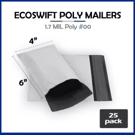 EcoSwift 25 4x5 EcoSwift Poly Mailers Plastic Envelopes Shipping Mailing Bags 1.7MIL