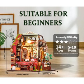 OZJAY DIY Miniature House Kit, Mini House Building Kit with Music, DIY Wooden Dollhouse Miniature Kit for Adults Teen, Wooden Crafts Lovely Dollhouse Kit, Book House