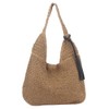 AIMALL Light Brown Handwoven Straw Shoulder Bag with Magnetic Buckle,