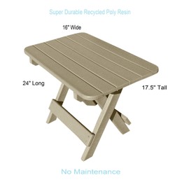 Phat Tommy Recycled Poly Resin Folding Side Table – Durable & Eco-Friendly. This Patio Furniture is Great for Your Adirondack Chair, Lawn, Garden, Swimming Pool, Deck.