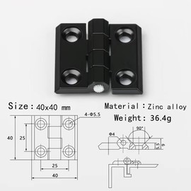 (8pcs) JaBoaRe Thickened Small Black Cabinet Hinge 40x40mm/1.57"x1.57" Equipment Hinge Black Zinc Alloy Square Hinge