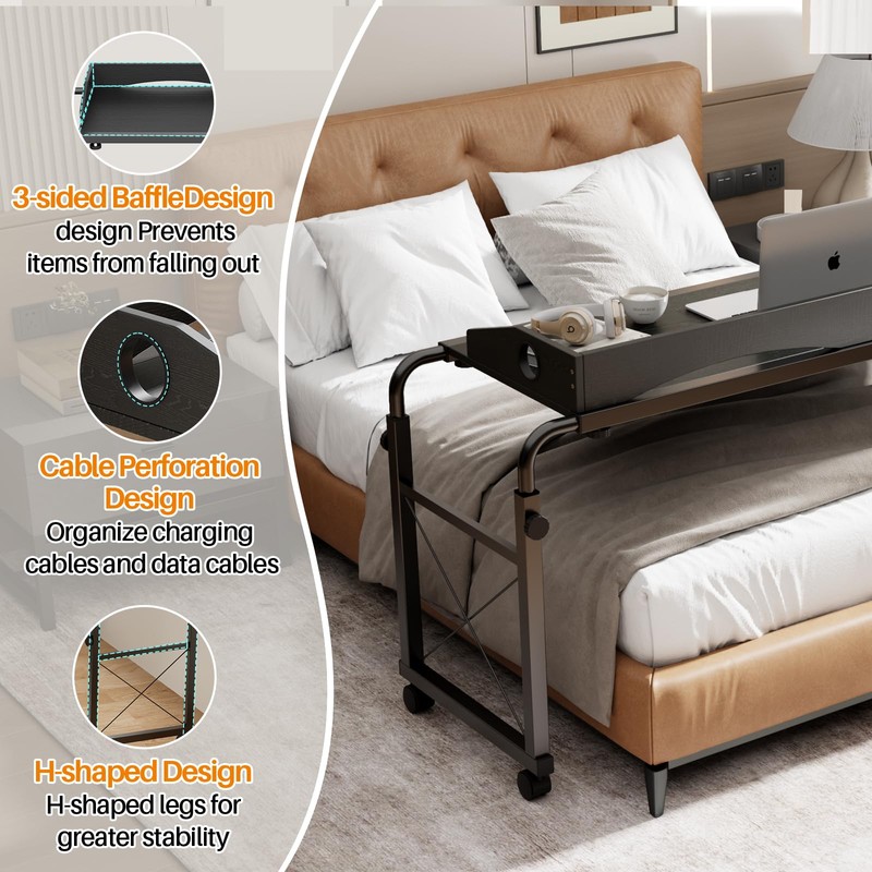 BYMECOST Laptop Desk for Bed, Adjustable Height & Length Laptop