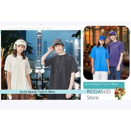 Acid Wash Tshirt Men,Men's Cotton T-Shirts,Streetwear Baggy Washed Unisex Tops,Acid Wash Casual Hip Hop Tops (1,XL)