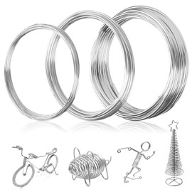 3 Rolls Silver Craft Wire 1 mm 1.5 mm 2 mm Aluminium Wire for Crafts Jewellery Wire Aluminium Wire Soft & Flexible for Jewellery Making, Packaging, Model Building, Sculpture Crafts (10 m/roll)