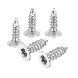 PATIKIL 100 Pcs Flat Head Torx/Star Screws, M5 x 16mm Torx Drive Self Tapping Wood Screws Stainless Steel Countersunk Tamper Proof Screw with T25 Bit for Wood Soft Metal