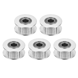 QUARKZMAN 2GT Pulley 20 Teeth 5 mm Bore Aluminium Timing Belt Pulley for 6 mm Width 20T Timing Belt for 3D Printer, CNC, Pulley Pulley, Pack of 5, Silver