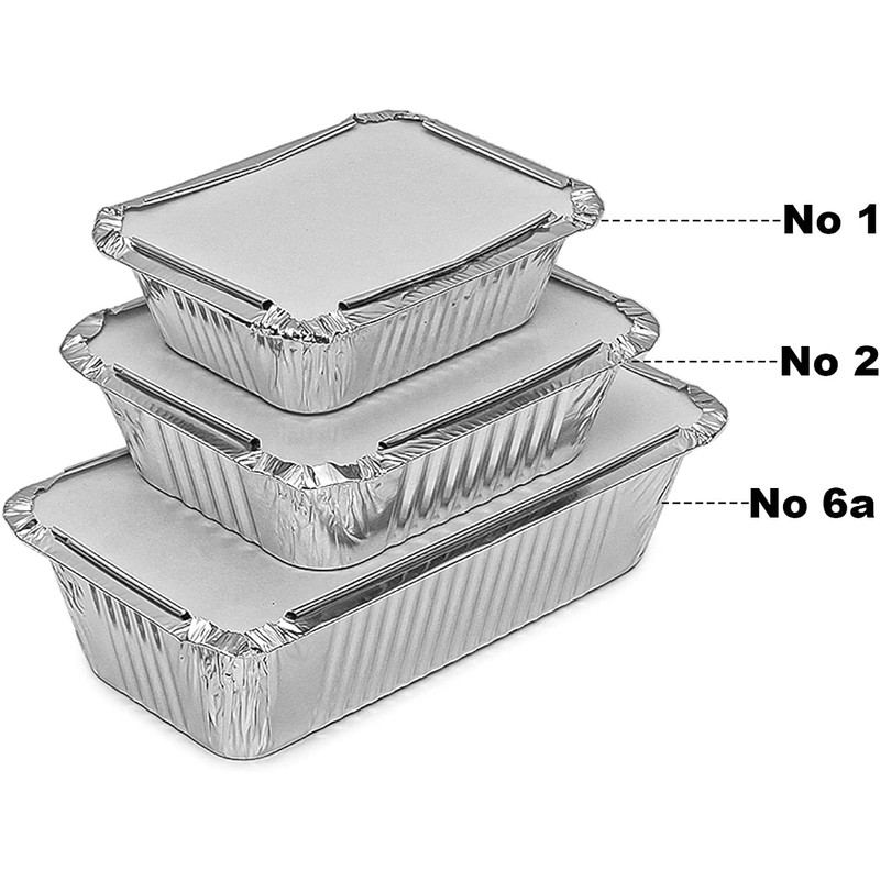 Pack of 50 Aluminium Disposable Foil Food Container with Lids,