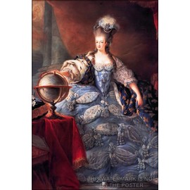 History Galore 24"x36" Gallery Poster, Marie Antoinette, Queen of France, in coronation robes by Jean-Baptiste Gautier Dagoty, 1775