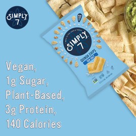 Simply 7, Quinoa Chips, Sea Salt, 3.5 Oz, 8 Pack, Non-GMO, Nut-Free, Vegetarian, Vegan Snack, Low Fat, Low Calorie, Plant-Based, Cholesterol Free