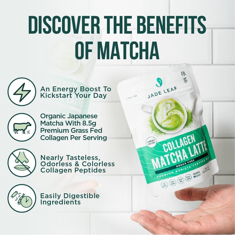 Jade Leaf Matcha, Collagen Matcha Latte Mix - Unsweetened -