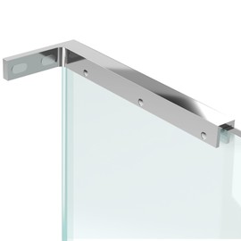 LukLoy Fixed Glass Bracket, Wall to Glass Shower Support Bar, One-Piece Casting L Shape Stabilizer Mounting Bracket for 8-12mm Shower Glass Panel, No Drill in Glass(Polish, Right)