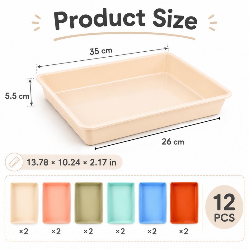 Defresit 12Pcs Letter Size Paper Trays for Classroom Flat Storage
