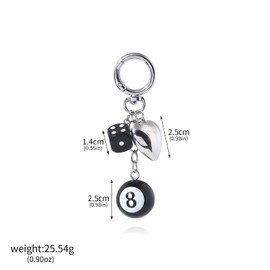 FunBoat Magic 8 Ball Cute Dice Charm Keychain Cute Backpack Purse Bag Hangings Accessories, Y2k Key Chain Gift Aesthetic Heart for Women Men
