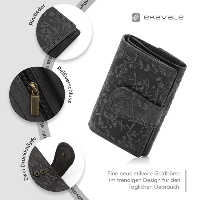 ekavale Women Blossom Pattern Leather Wallet for Women Medium Batch
