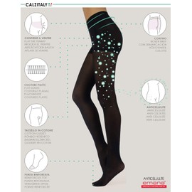 CALZITALY Women Opaque Anti-Cellulite Tights | Shaper Slimming Pantyhose against Cellulitis | Beauty Skin Tights | Black | S, M, L, XL | 40 DEN | Made in Italy (BLACK, XL)
