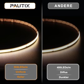 PAUTIX COB LED Strip Natural White 4000 K, 504 LEDs/M Dimmable 7.5 m 24 V CRI90+ Flexible LED Strip Light Set with RF Remote Control and Power Supply for Home DIY Decoration, Timer Function