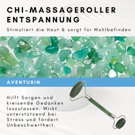 Lapis Vitalis Chi Massage Roller Aventurine, Relaxation, 15 cm, Face Roller Made of Gemstone, Massage Roller for Face and Body, Face Massager in Beautiful Metal Box