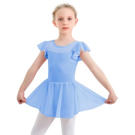 Ballet Leotard for Girls Ballet Outfits Dance Leotards Cotton Ballet Tutu Dresses Toddler Dance Outfit Bodysuit Blue 3-4T