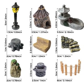 Cayway Pack of 26 Min Zen Miniature Garden Miniature Garden Accessories Ornaments, Garden Grass Miniature Trees, Model Making for DIY, Fairy Garden Decoration