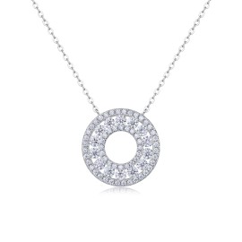 Female Luxury 925 Sterling Silver Necklace Moissanite Vintage Pendant Necklace for Wedding Celebrations Clavicle Chain NecklaceColor: White, Length: 18inches