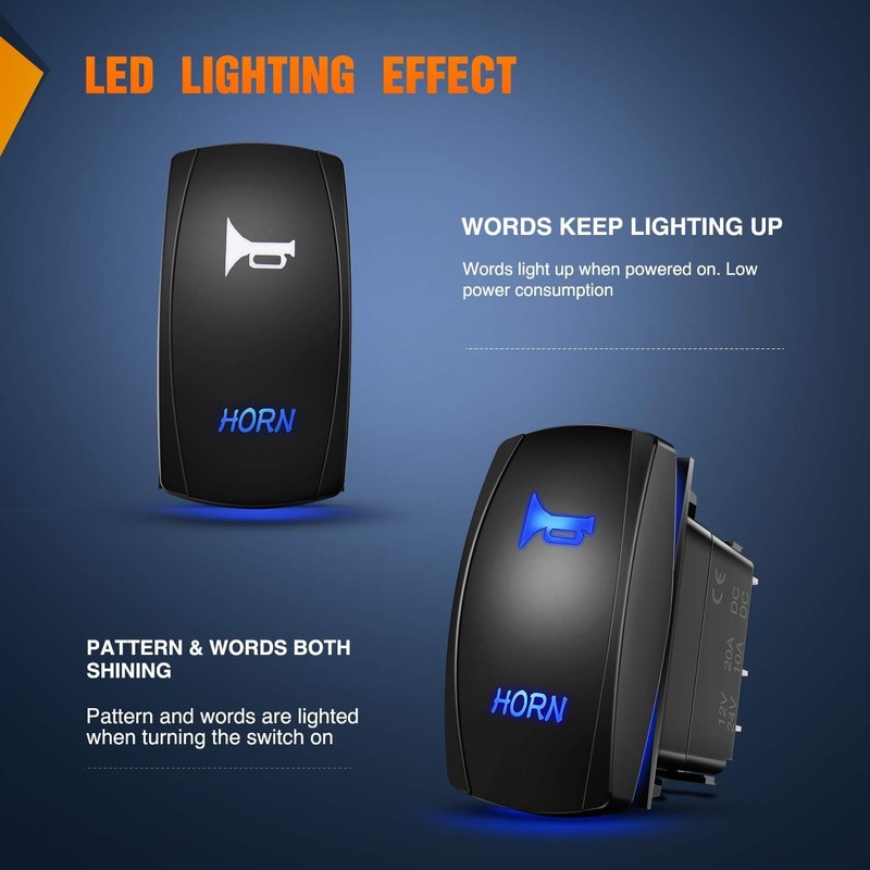 Gebildet Blue Horn Rocker Switch 5-Pin Laser On/Off LED Light,