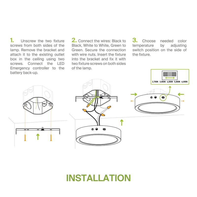 ASD 9 Inch LED Flush Mount Ceiling Light with Emergency