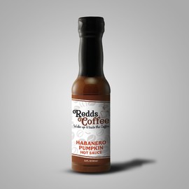 Redds Coffee - Habanero Pumpkin Hot Sauce 5oz - "Our Pumpkin Hot Sauce blends the comforting charm of pumpkin pie spices with the intense heat of red Habanero Peppers. This unique combination is designed to enhance your autumn dishes, adding a wonderfully sweet and spicy flair."