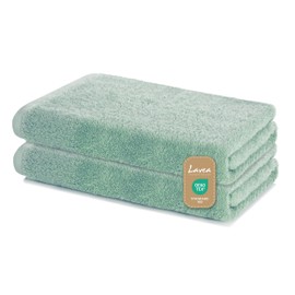 Lavea Bath Towels Set of 2, 60 x 120 cm, Soft and Absorbent 100% Cotton Towels, Eucalyptus, Oeko-Tex 100 Certified, with Hanging Loops, Washable at 60 Degrees, Wellness Bath Towels