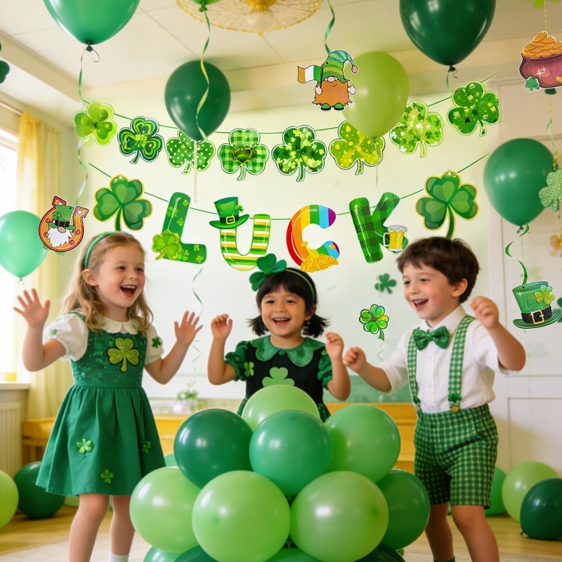 St. Patrick's Day Decorations Kit with Luck Banner, 12 Glitter