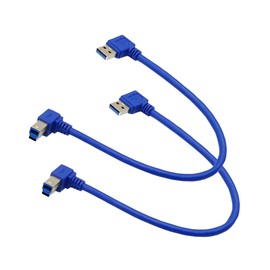 Seadream Angled USB3.0 Printer Cable; 2Pack SuperSpeed USB 3.0 A Male Plug 90 Degree Angle to USB 3.0 B Male Cable, 1 ft / 30cm