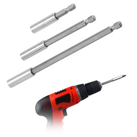 3-Piece Forstner Drill Bit for Wood, Drill Hex Extension, Extra Long Drill Extension with Shank, Forstner Bits Diameter 6.35 mm, Length 75 mm/100 mm/150 mm