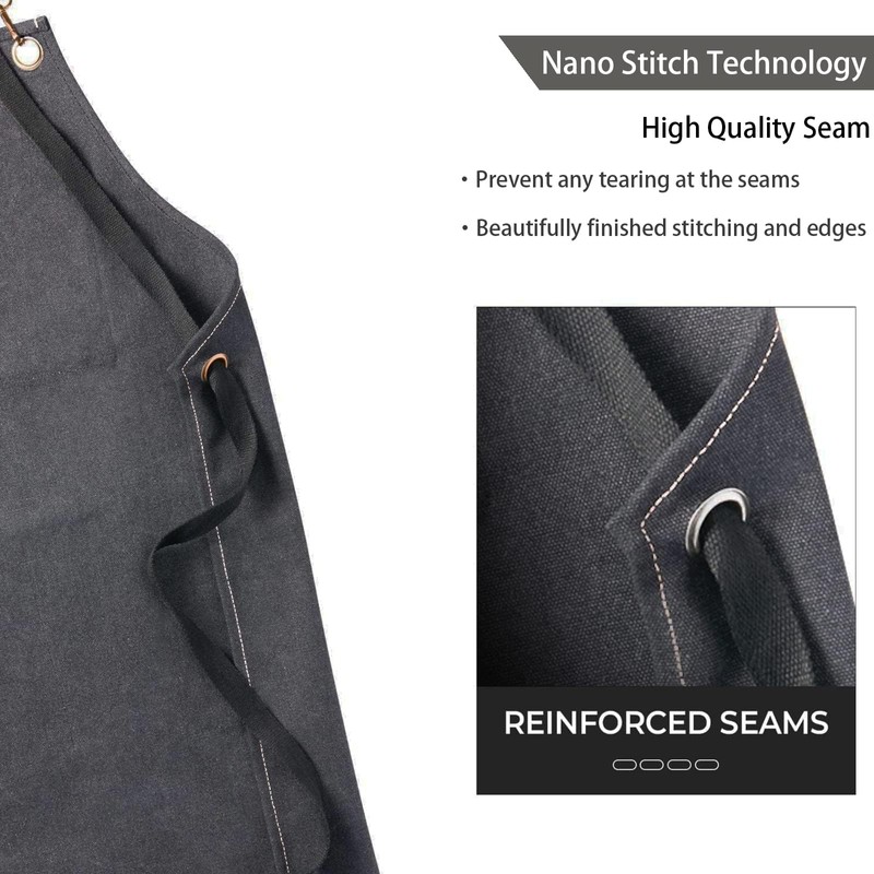 Ofrdncy Canvas Apron - WaterProof, Adjustable, 3 Pockets - Men