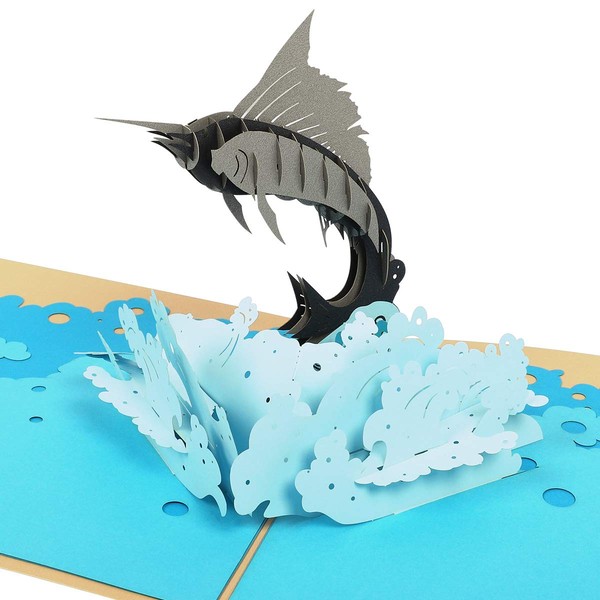 eZAKKA Swordfish 3D Pop Up Greeting Cards for Appreciation, Get