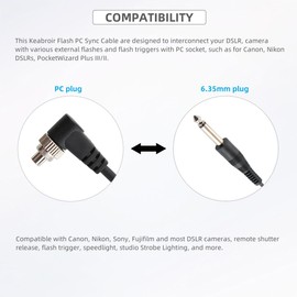 6.35mm to PC Sync Cable Cord Male Speedlight Flash Trigger Connect Spring Coiled Wire Cord with Screw Lock for Canon Nikon Sony Most DSLR Camera Flash Trigger