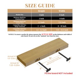 8pcs Wall Shelf Brackets Heavy Duty Floating Shelf Bracket Hidden,Invisible Black Shelving Brackets Decorative Floating Shelf Hardware Heavy Duty,Metal Shelf Support Bracket(6"-8pcs)