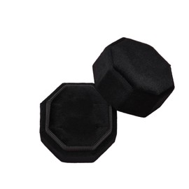 Velvet Ring Box - Vintage Double Ring Display with Detachable Lid for Engagement, Wedding, Proposal Ceremony (Black)
