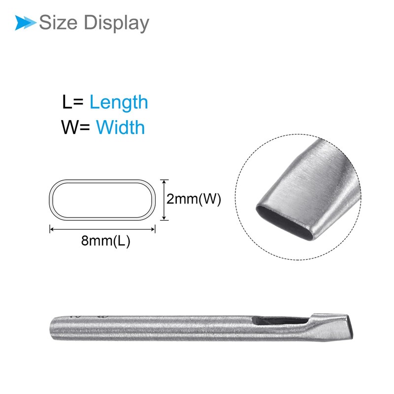 CoCud Hollow Punch 2mm x 8mm Hole 45# Steel Oval