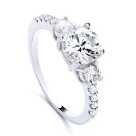 925 Sterling Silver 3.00ct AAA Cubic Zirconia 3 Stone Trilogy Engagement Ring size K L M N O P Q R S (M)