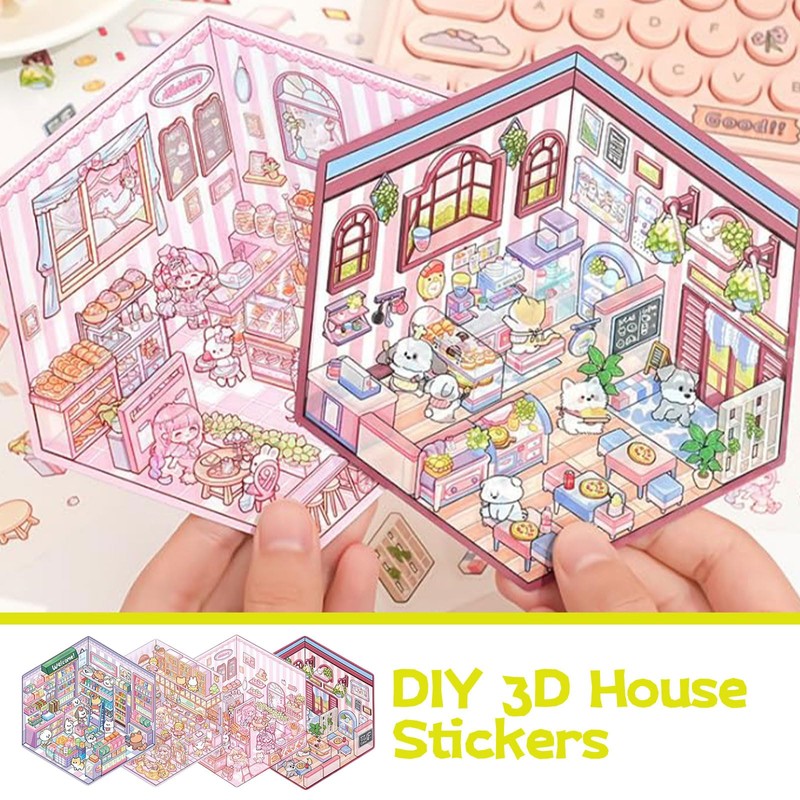 Cosmeria Creative 3D Home Stickers, DIY Stress Relieving Reusable Cartoon
