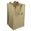 8" x 8" x 14" Natural Burlap Wine Bag w/Dividers