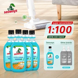 Seaways Floor Cleaner Multi Effect Concentrated Formula with Lemongrass Flavor, Antibacterial, 1:100-500 ml, Non Aerosol for Effective Cleaning - Specification: 4 bottle set【500ml*4】