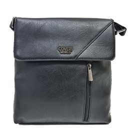 COVERI COLLECTION Adjustable Faux Leather Vertical Multi Pocket Large Spacious Vintage Shoulder Bag Tablet Zip Item 2288 Size 27 x 25 x 6 Black 27 x 25 x 6, black