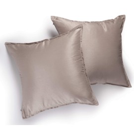 Aiking Home 2 Pieces of 26"x26" Solid Faux Silk Euro Shams/Throw Pillow Covers, Sand