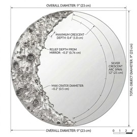 Xinleitan 9 Inch Silver Moon Round Mirror Wall Decor