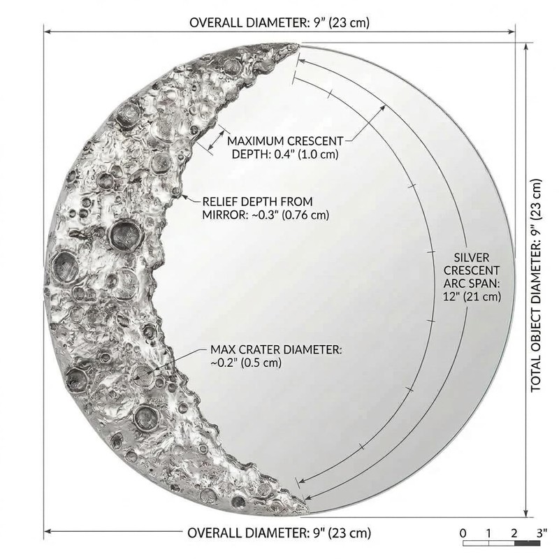 Xinleitan 9 Inch Silver Moon Round Mirror Wall Decor
