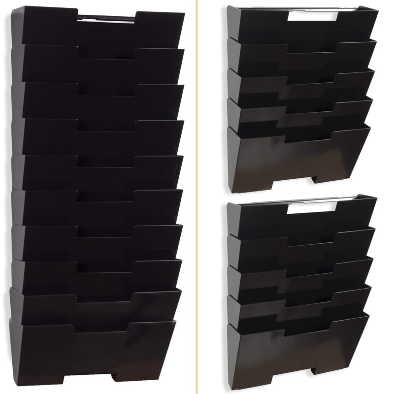 Wallniture Lisbon 10-Tier Wall Mounted File Holder and Desk Organizer,
