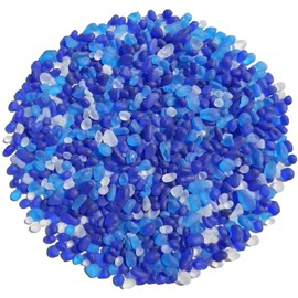 QYGL Sea Glass Stones - 0.9LB Frosted Glass Pebbles Gemstones - Perfect for Aquarium Rocks, Fish Tank Gravel, Vase Fillers, DIY Crafts, and Home Decor (Cobalt Blue, Aquamarine, White)